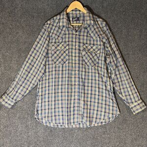 Vintage Levis Flannel Shirt Mens Xl Red White Blue Plaid Button Up Western Usa